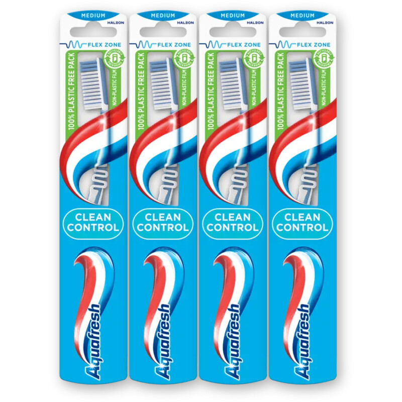 Aquafresh Clean control medium tandenborstel 4pack