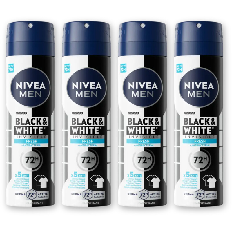 NIVEA Men black & white fresh deo spray 4-pack