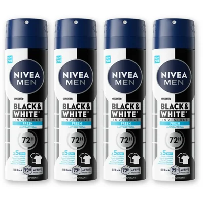 NIVEA Men black & white fresh deo spray 4-pack
