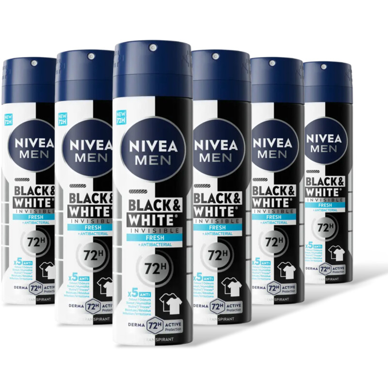 NIVEA Men black & white fresh deo spray 6-pack