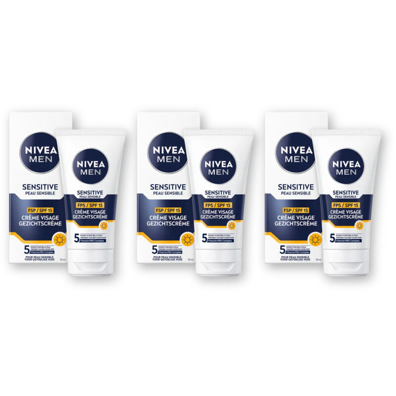 NIVEA Men sensitive spf 15 gezichtscreme 3-pck