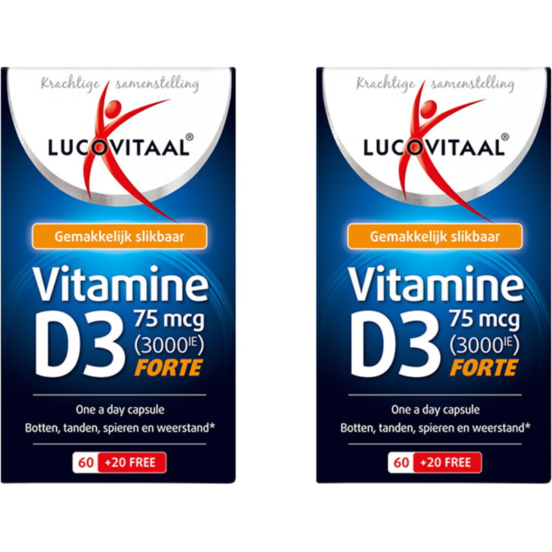 Lucovitaal D3 75mcg forte vitamine capsules 2-pack