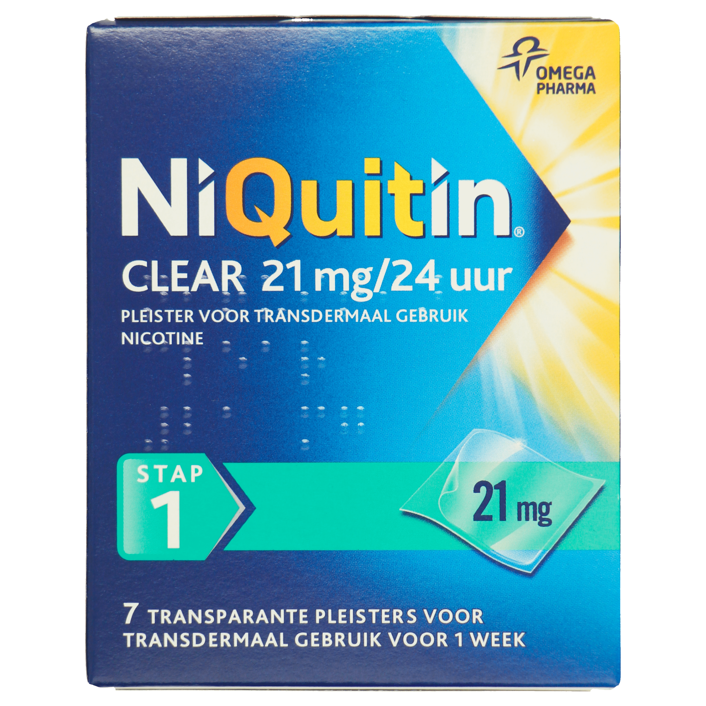 Niquitin Clear 21mg nicotine pleister stap 1