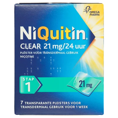 Niquitin Clear 21mg nicotine pleister stap 1