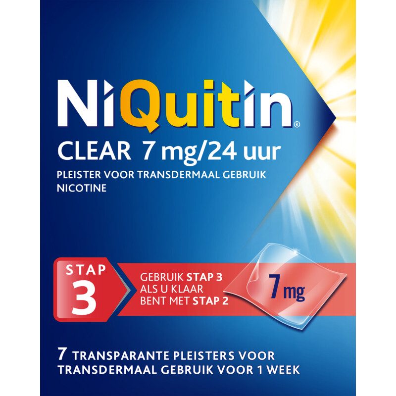 Niquitin Clear 7mg nicotine pleister stap 3