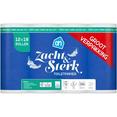 AH Toiletpapier zacht 3-laags 12=18 rollen