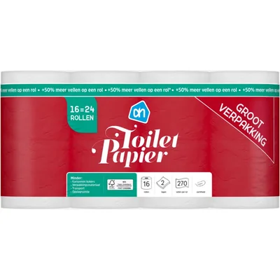 AH Toiletpapier 2-laags 16=24 rollen