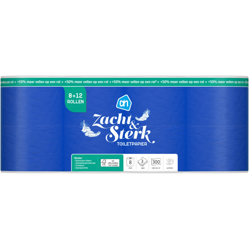 AH Toiletpapier 3-laags 8=12 rollen