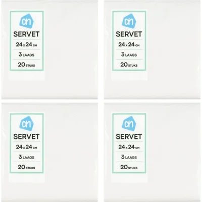 AH Servetten wit 3-laags 4-pack