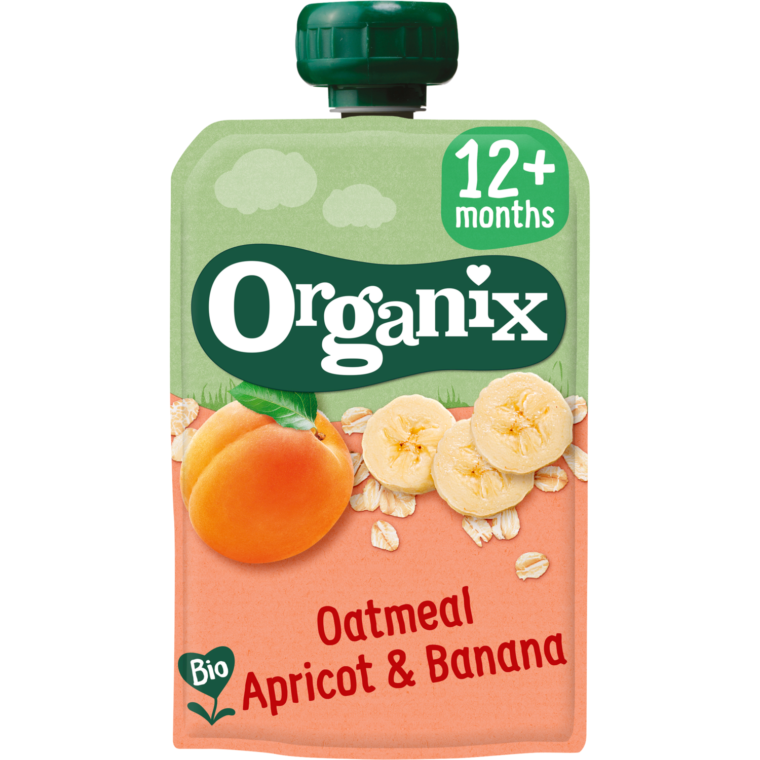 Organix Knijpfruit oatmeal, apricot, banana 12m+