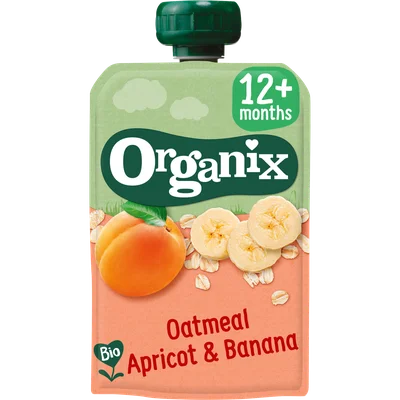 Organix Knijpfruit oatmeal, apricot, banana 12m+