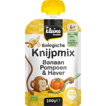 De Kleine Keuken Knijpmix banaan, pompoen & haver 6m+