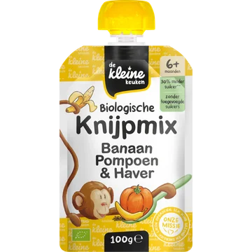 De Kleine Keuken Knijpmix banaan, pompoen & haver 6m+