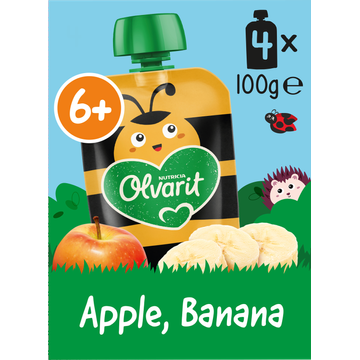 Olvarit Knijpfruit aple, banana 6m+ 4-pack