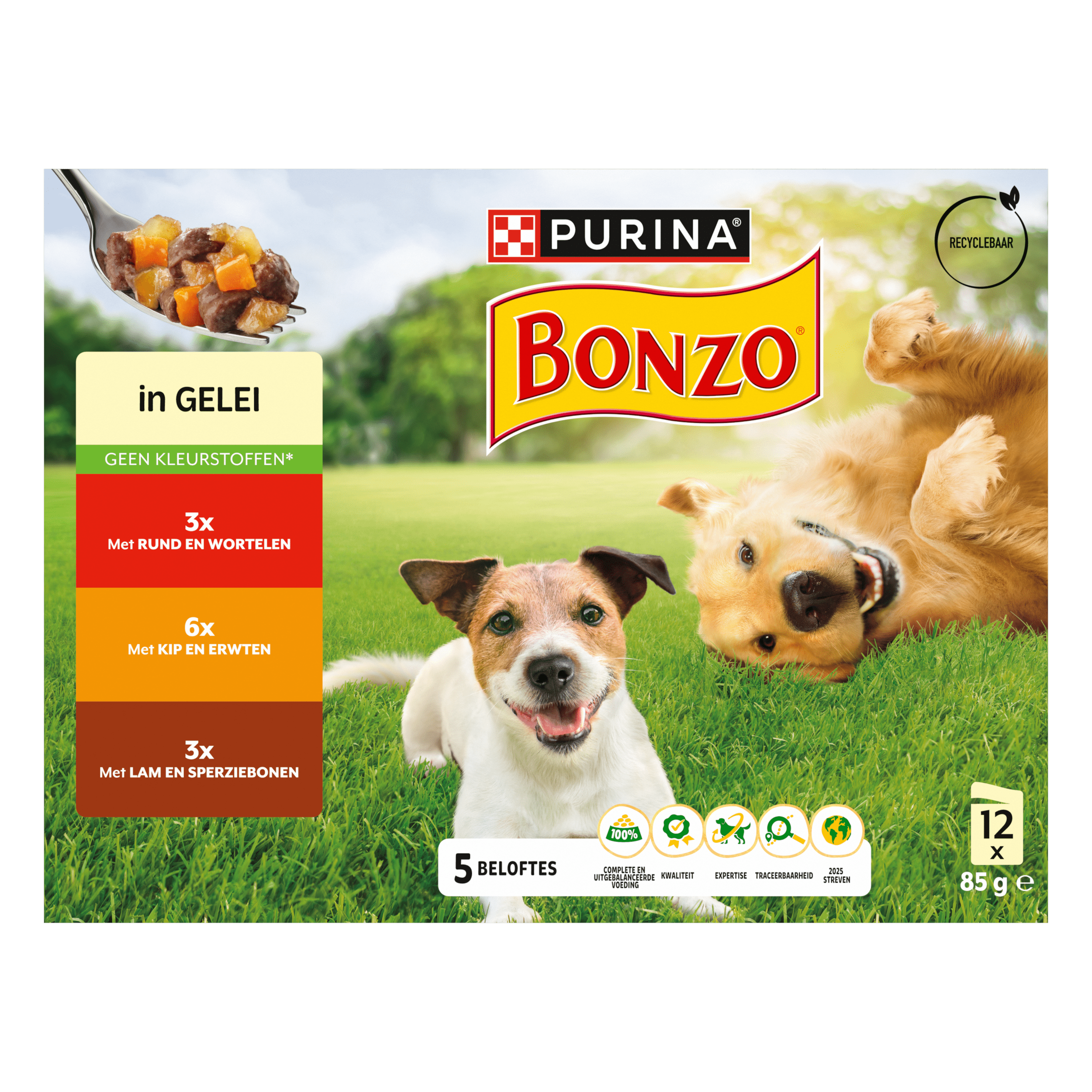 Bonzo Maaltijdzakjes in gelei rund, kip, lam