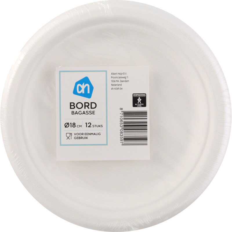 AH Bord rond wit bagasse 180mm