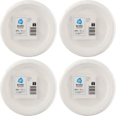 AH Bord rond wit bagasse 180mm 4-pack