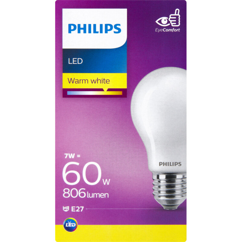 Philips Led fil standaard E27 60W dimbaar