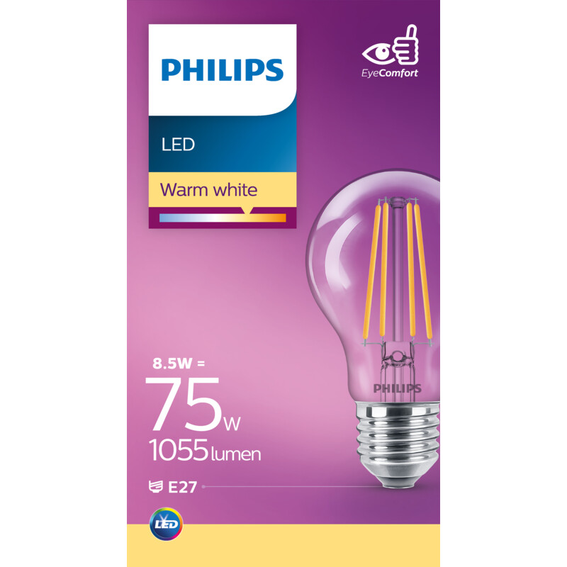 Philips Led fil standaard helder E27 75W