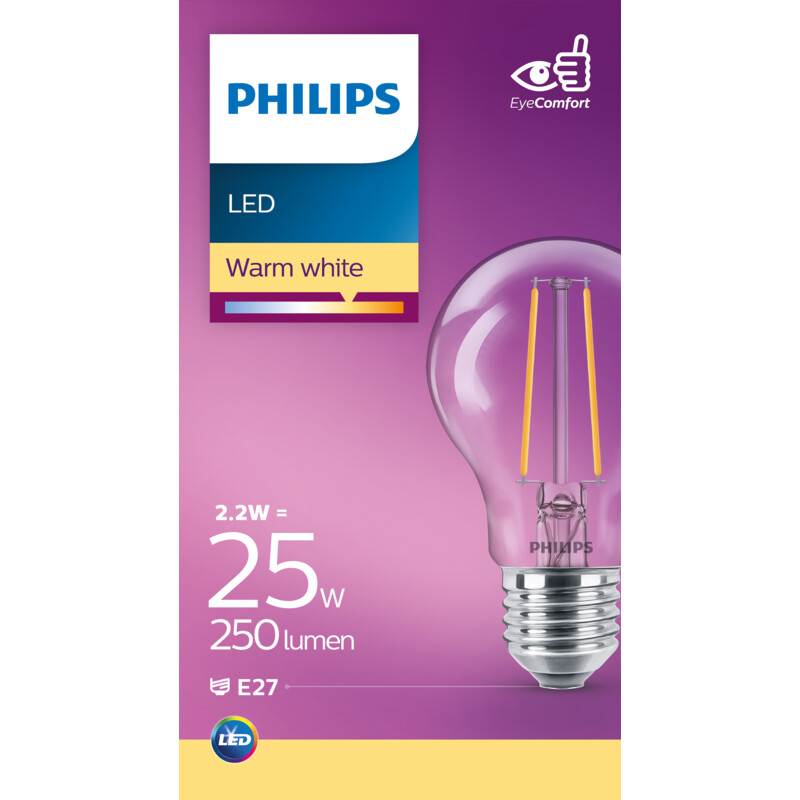 Philips Led fil standaard helder E27 25W