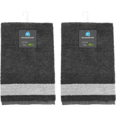 AH AH Keukendoek grijs 2-pack