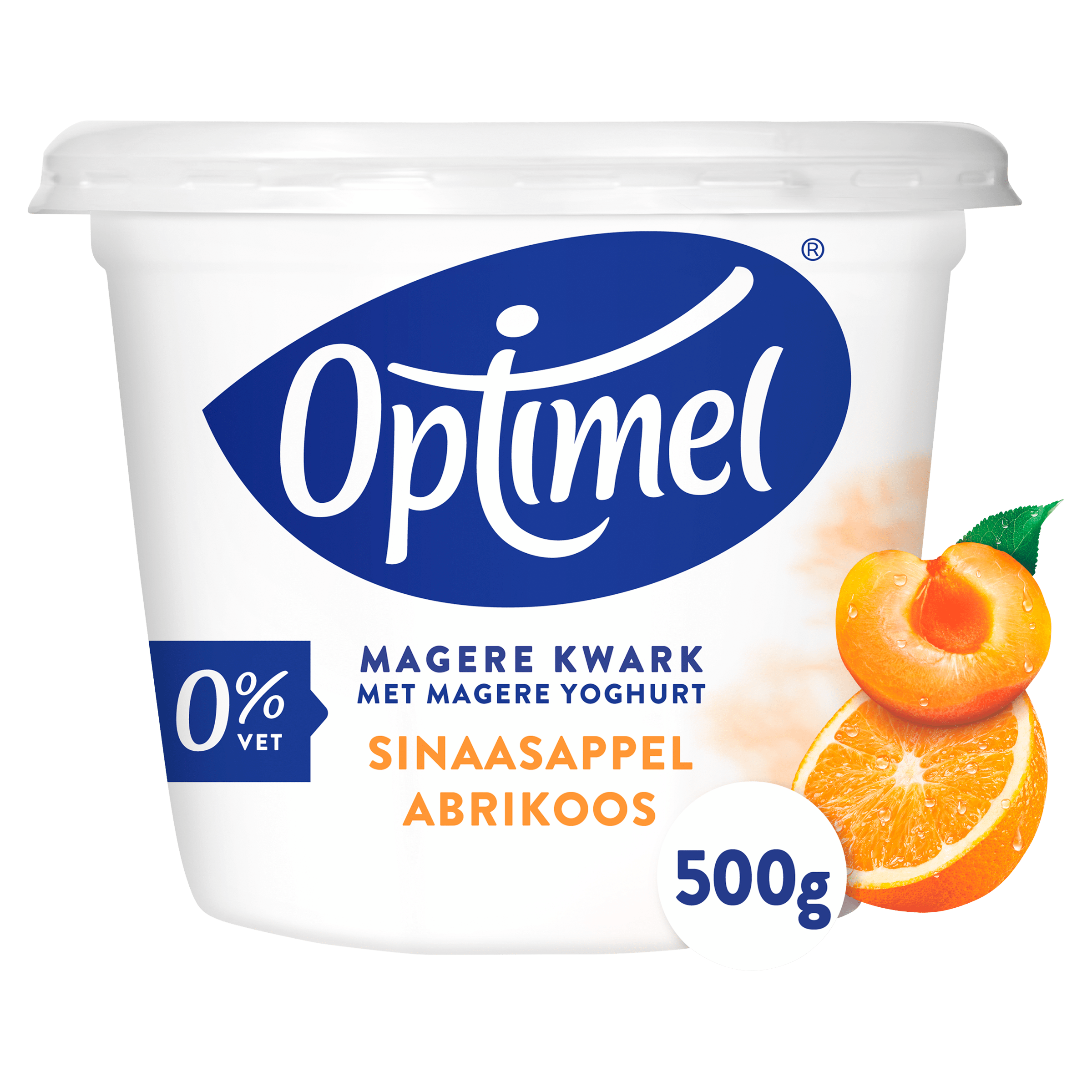 Optimel Magere Kwark met Magere Yoghurt Sinaasappel Abrikoos 0% Vet 500g