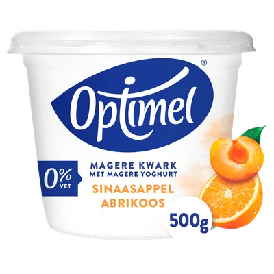 Optimel Magere Kwark met Magere Yoghurt Sinaasappel Abrikoos 0% Vet 500g