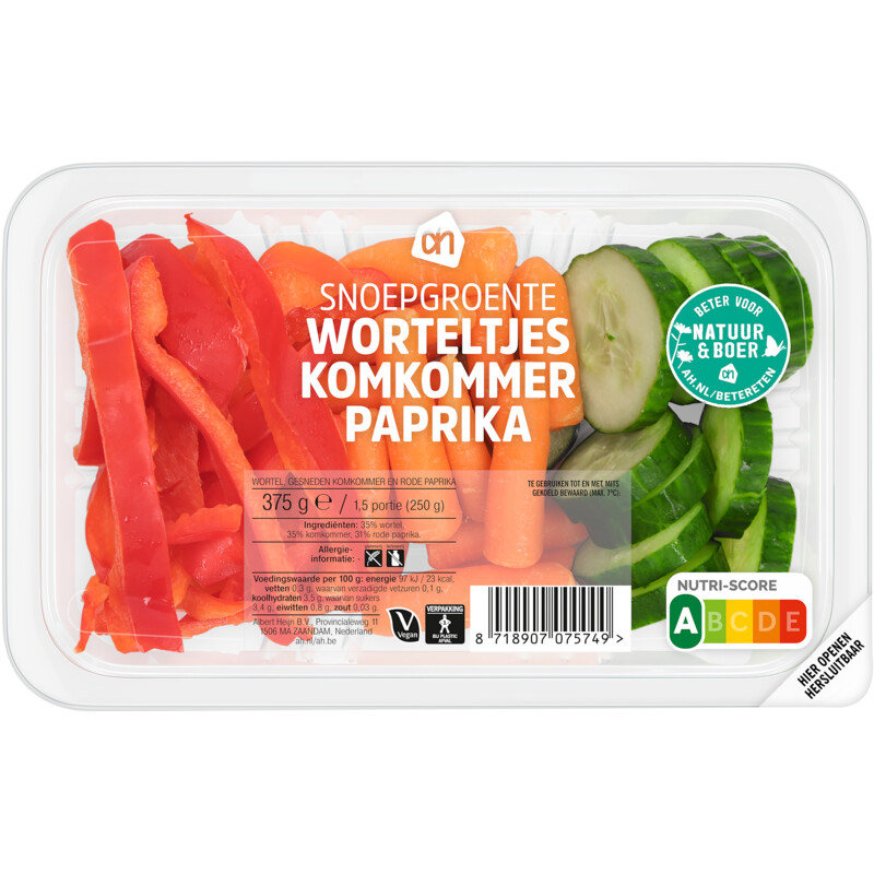 AH Snoepgroente wortel komkommer paprika