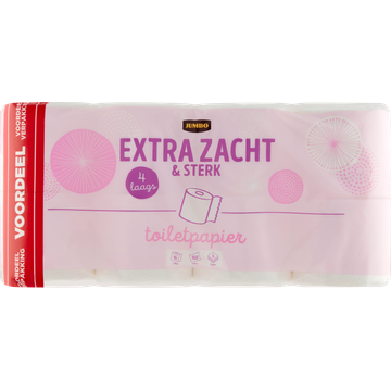 Jumbo Extra Zacht & Sterk Toiletpapier 4-Laags Voordeelverpakking 16 Rollen