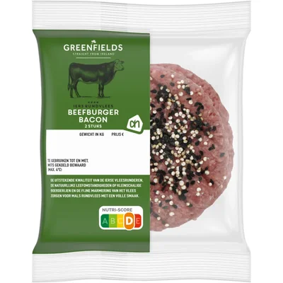 AH Greenfields Beefburger bacon 2 stuks