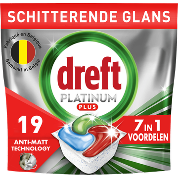 Dreft Platinum Plus All In One Vaatwastabletten Anti-dofheidstechnologie 19 X