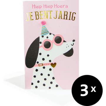 Paperclip Cards Wenskaarten Verjaardag Hond 3 Stuks