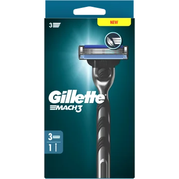 Gillette Mach3 Base  1 Handvat + 3 Navulmesjes Voor Mannen