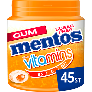 Mentos Gum Vitamins Citrus Blend Suikervrij Pot 45 stuks