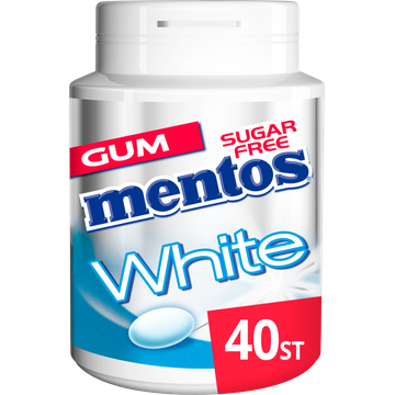 Mentos Gum White Sweet Mint Suikervrij Pot 40 stuks