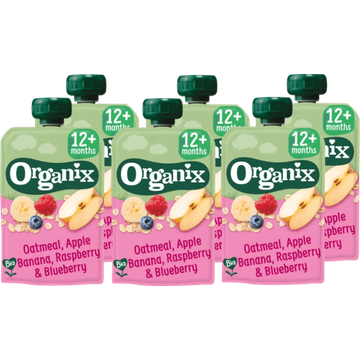 Organix Knijpfruit Haver, Appel, Banaan, Aardbei, Bosbes 6x 12mnd