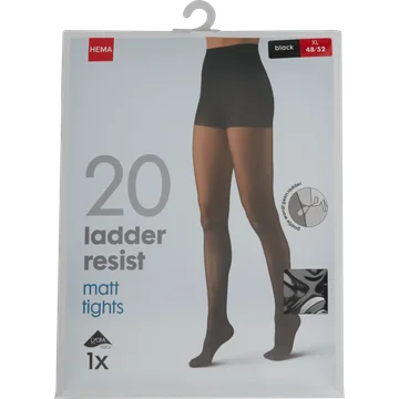 HEMA Panty 20D 48/52 Zwart Ladder Resistent