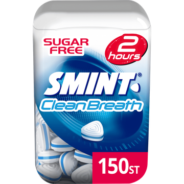 Smint Clean Breath Peppermint Suikervrij Pot 150 stuks