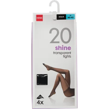 HEMA Panty Shine Transparent 20 Denier Zwart Maat L 40/42 4 Stuks
