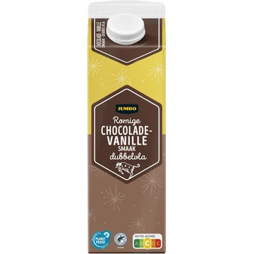 Jumbo Romige Chocolade- Vanille Smaak Dubbelvla 1 L