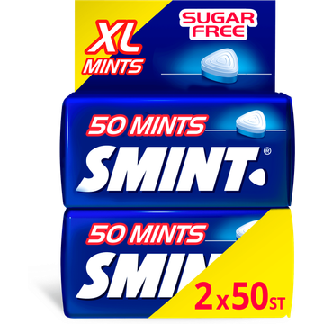 Smint XL Peppermint Suikervrij Duopack 2 x 50 stuks 