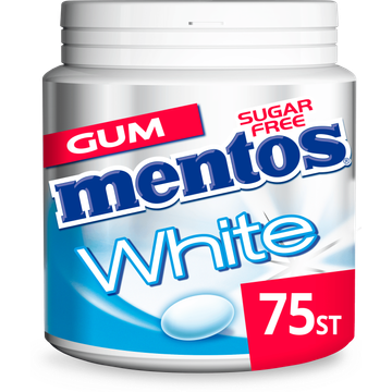 Mentos Gum White Sweet Mint Suikervrij Pot 75 stuks 