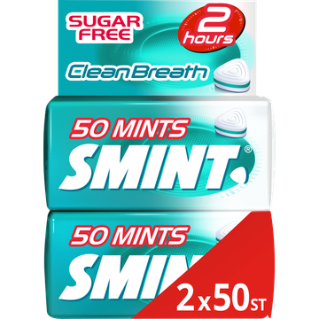 Smint Clean Breath Intense Mint Suikervrij Duopack 2 x 50 stuks 