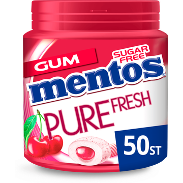Mentos Gum Pure Fresh Cherry Suikervrij Pot 50 stuks