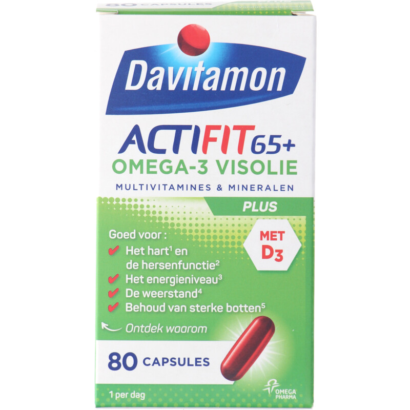 Davitamon Actifit 65+ Omega-3 visolie capsules, 80 stuks