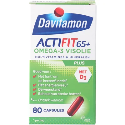 Davitamon Actifit 65+ Omega-3 visolie capsules, 80 stuks