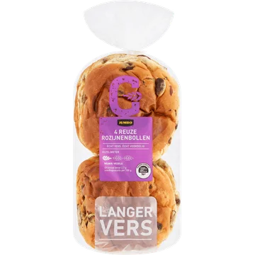 Jumbo - Reuze Rozijnenbollen - 4 Stuks