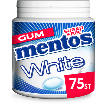 Mentos Gum White Green Mint Suikervrij Pot 75 stuks