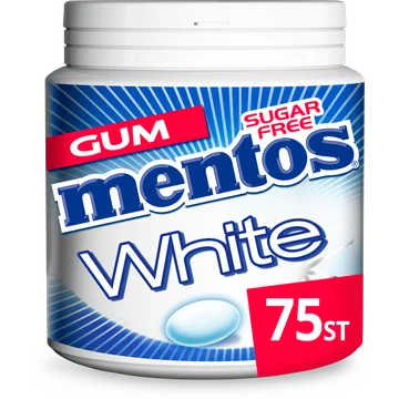 Mentos Gum White Green Mint Suikervrij Pot 75 stuks