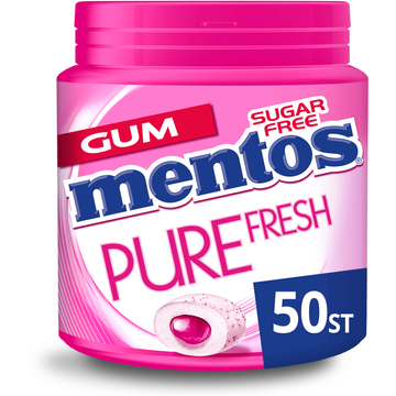 Mentos Gum Pure Fresh Bubble Fresh Suikervrij Pot 50 stuks